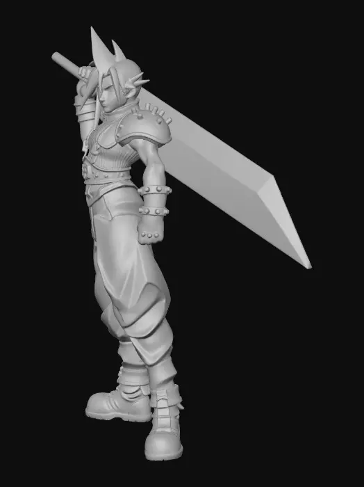 3D model for Cloud Strife with Buster Sword