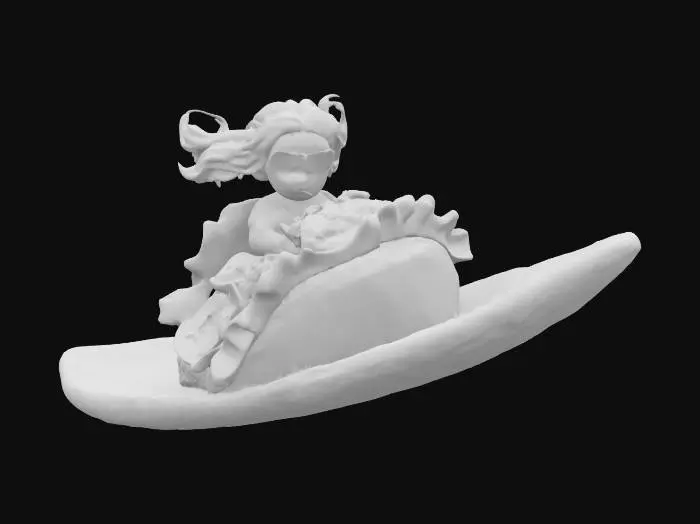 3D model for [California] Taco Surfboard, messy, with human rider in sunglasses, #AroundTheWorld#