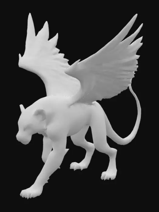 3D model for Haz un animal con el cuerpo y cabeza de un jaguar, de una anaconda y con alas de Águila Arpía