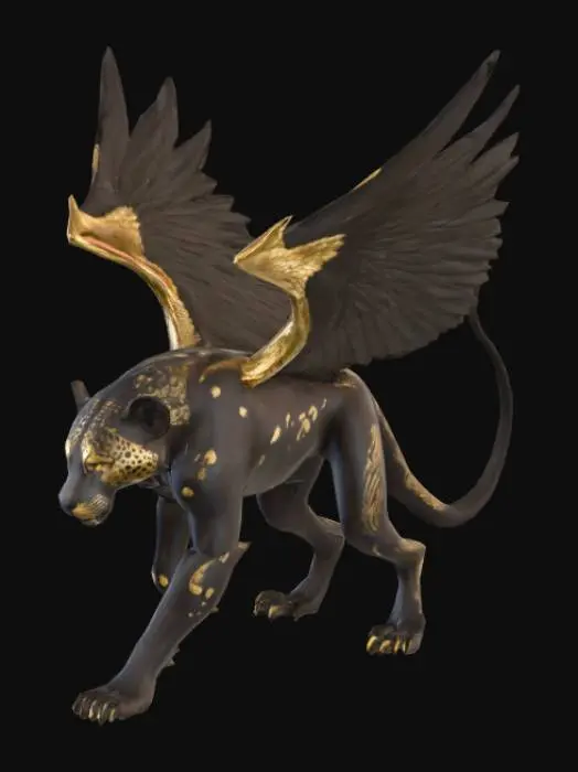 3D model for Haz un animal con el cuerpo y cabeza de un jaguar, de una anaconda y con alas de Águila Arpía