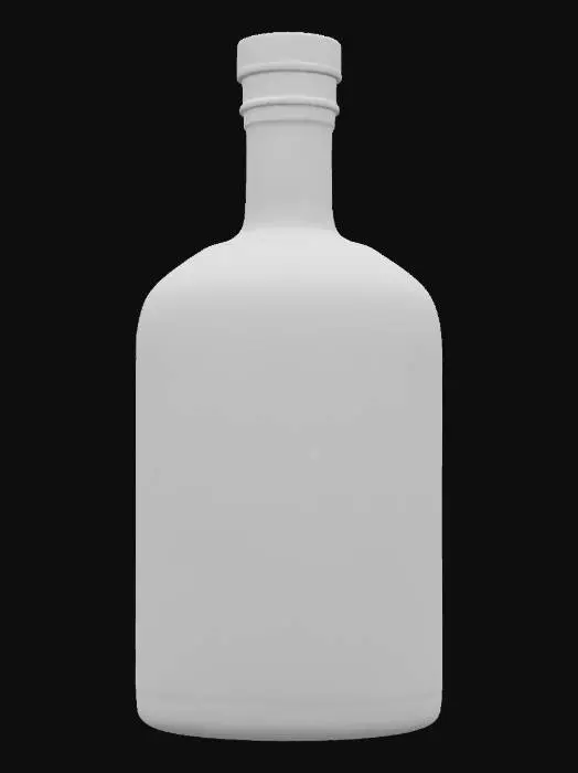 3D model for big bbottle of moonshine with MESHY logo, #emblem#
