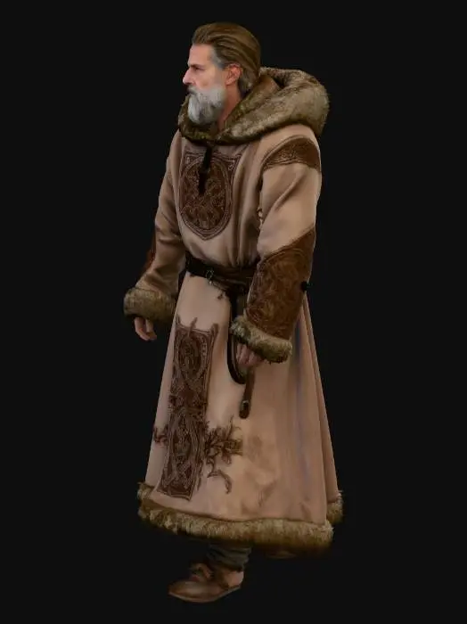 3D model for Viking Elder in Fur-Trimmed Robe