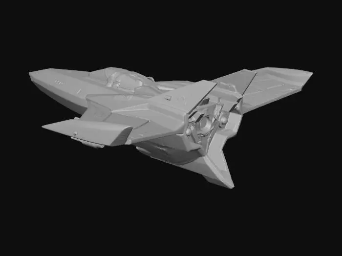 3D model for generami una nave spaziale che da battaglia fantascentifica aerodinamico e aggressiva con colori dark
