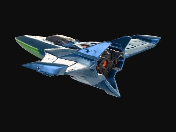 3D model for generami una nave spaziale che da battaglia fantascentifica aerodinamico e aggressiva con colori dark