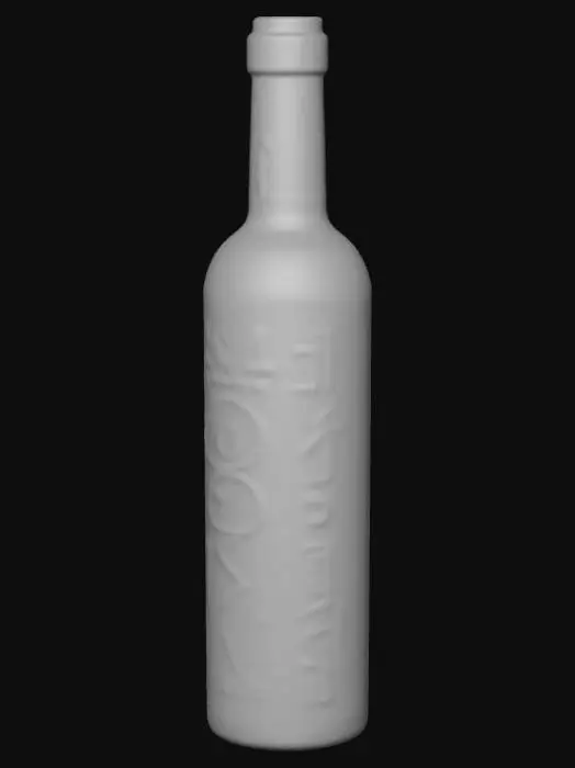 3D model for dark colored 1.76ml vodka bottle with labeling that surrounds the entire bottle, and the is full of vodka