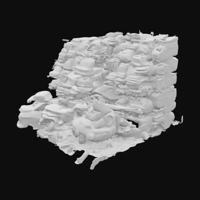 3D model for wall of junkyard 150 feet long 40 feet hight that has dirt floor, old and moderen wrecked vehickles and debris, weed patches groung arounfbases of ground vehicles