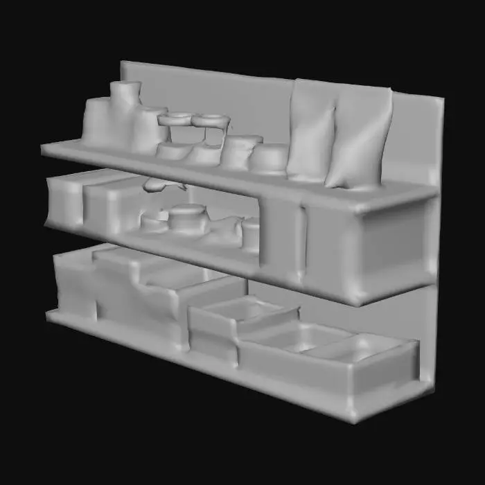 3D model for assorted canned goods, and dry boxed food items that fits on a shelf of 24 inches