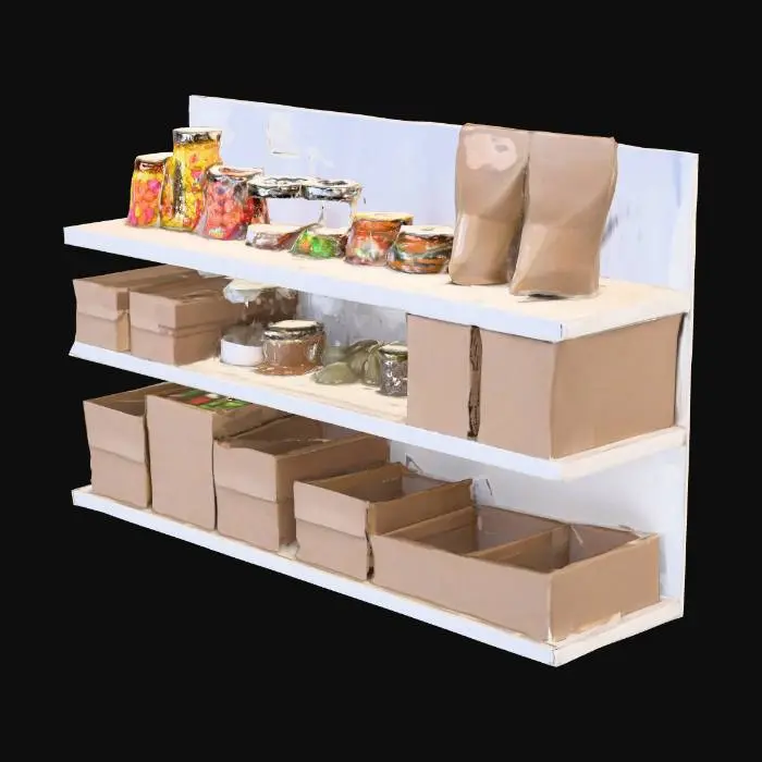 3D model for assorted canned goods, and dry boxed food items that fits on a shelf of 24 inches