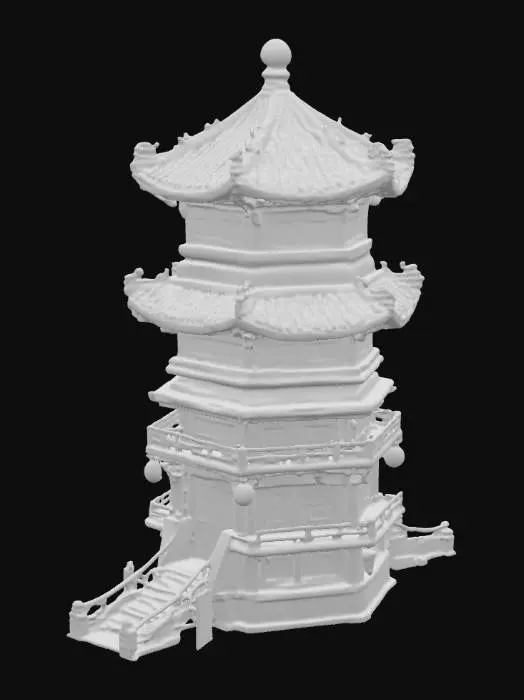 3D model for representa un nivel de acceso y poder estilo arquitectónico: Tradicional coreano-chino, con techos curvos y ornamentados
Materiales: Piedra oscura en la base, madera reforzada en los pisos superiores, con detalles dorados y emblemas del culto.
•Altura: Aproximadamente 25 metros, con cada piso de 5 metros de alto.
Forma: Octagonal o cuadrada, con esquinas reforzadas por pilares de jade negro.
Puerta principal: Doble hoja de madera tallada con el símbolo del Culto Demoníaco.
Escaleras internas: Espiral, con barandales metálicos y runas grabadas.Iluminación Faroles colgantes con fuego azul, creando una atmósfera mística
Ventanas: Pequeñas, con celosías de madera que filtran la luz
