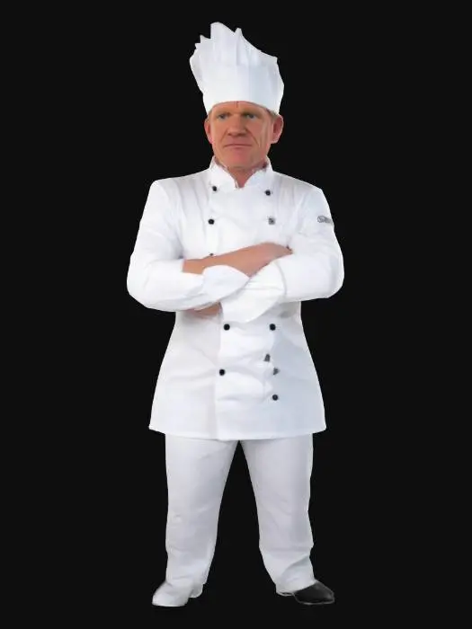 3D model for Gordon Ramsay lookalike, wearing a chefs outfit