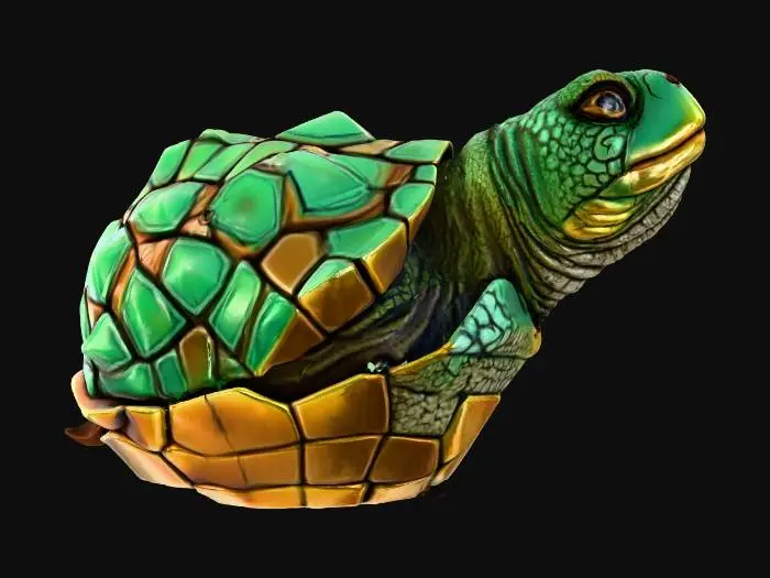 3D model for turtle head with shell wall mount