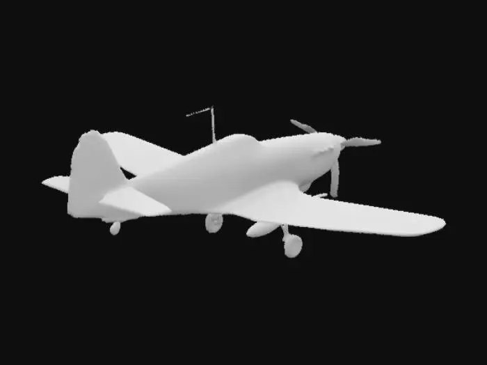 3D model for Stylized,Cartoon, Pixar Style, Ultra Realistic, Highly Detailed,  The object is a World War 2 streamlined aerodynamic, Spitfire,fighter aircraft with a propeller, distinct roundels on its smooth metallic camouflaged texture surfaced elliptical wings featuring military insignia. The object also has a sleek, streamlined, metallic, camouflaged texture surface fuselage,featuring circular military insignia.With the three wheeled landing gear down.