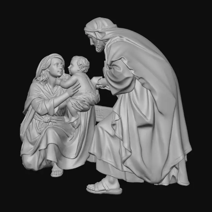 3D model for The Nativity, sacra famiglia, sfondo neutro