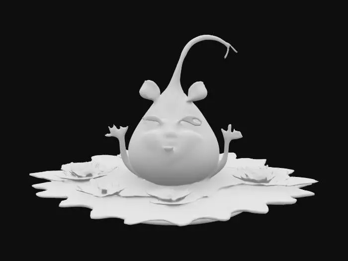3D model for Fantasy Lily Pad character for game