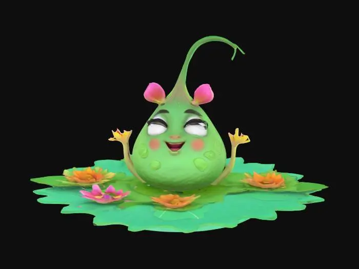 3D model for Fantasy Lily Pad character for game