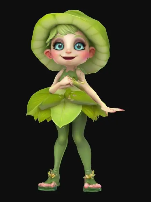 3D model for Fantasy Lily Pad character for game