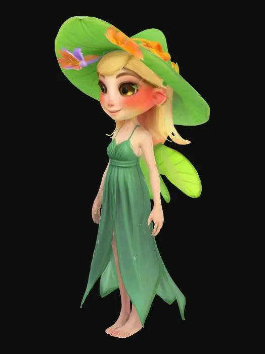 3D model for Fantasy Lily Pad character for game