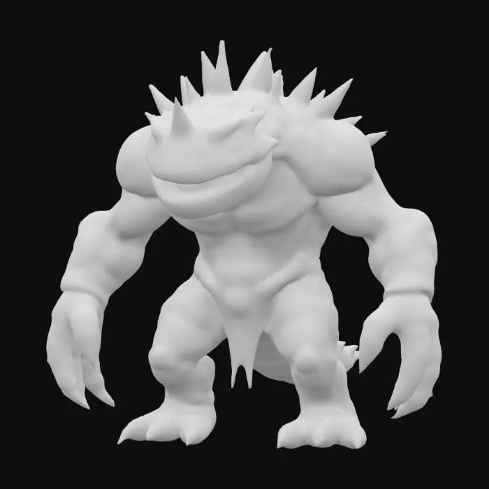 3D model for fantasy giant desert creature, massive body, armor made of stone fragments, one eye, covered in moss, glowing spikes, shining gemstones all over the body, extremely detailed, high resolution texture, epic stance, #AroundTheWorld#