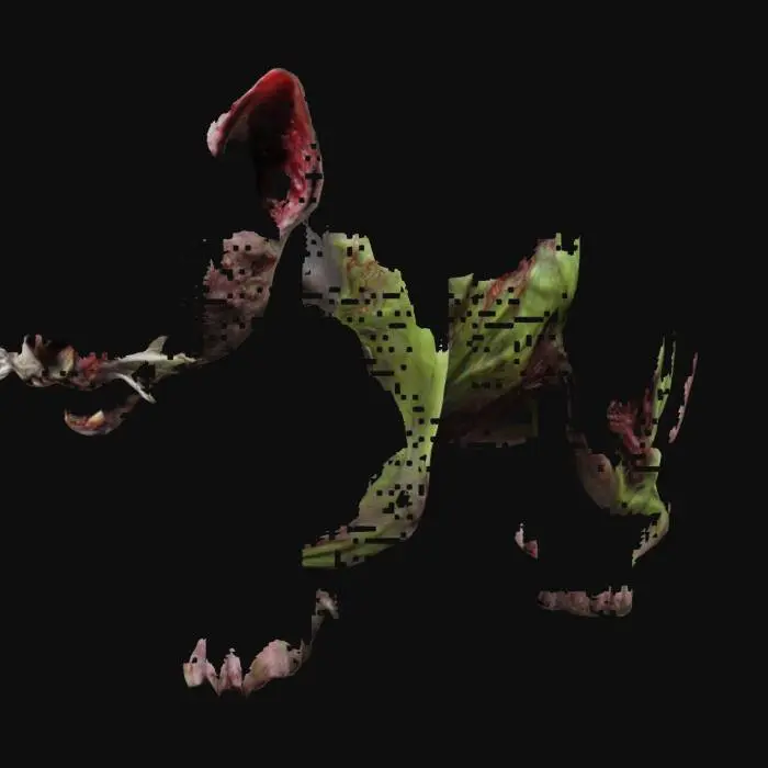 3D model for Радиоктивный кот зомби-мутант, облезлая шерсть, плоть гниëт заживо, рëбра видны