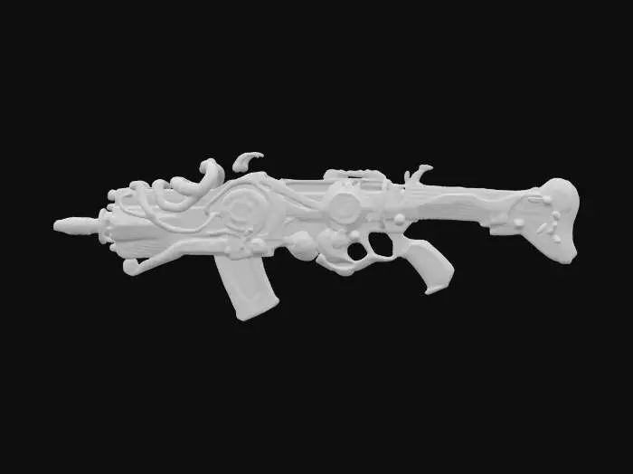 3D model for #ChronoForgeWeapon#, Fantasy, Stylized, borderlands style weapon, Highly Detailed, Ultra Realistic, Organic