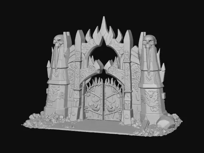 3D model for Masters of the Universe, entrence villain house, psycho, Highly detailed, clean details, Insane quality, insane detail, best quality, uniform light, #villain#