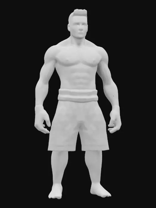 3D model for Fighter muay thai, A-pose, Highly Detailed, Ultra Realistic
