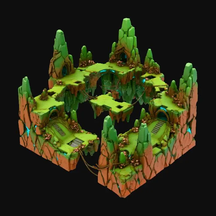 3D model for Margini (left/right)
Outside corners (sus/jos, stânga/dreapta)
Inside corners (concave)
Muchii verticale
Muchii diagonale (slopes)
Platforme rupte
Platforme suspendate
Varianta groasă / înaltă / foarte înaltă
Variante cu tunel / arcadă erodată
Detalii: rădăcini, pietre, ciuperci integratePlatformă XL (înaltă, foarte înaltă)pentru zone verticale, căderi, peșteriArcadă sculptată în teren
mega utilă pentru tranziții de nivel
Rampă / Slope completă pentru zone netede, nu doar diagonale miciVarianta „floating double”două bucăți unite, super cinematic
Detalii în sol: rădăcini, ciuperci, pietre, glowridică tot tilesetul la next level
Rock face vertical pentru platforme mari tip munte HD
HEX: #7CFF6A
HEX: #4EDB4F
HEX: #2E8A3A
HEX: #32F6DD
HEX: #C17A47
HEX: #9A5D36
HEX: #A6482E
HEX: #4A2A1A