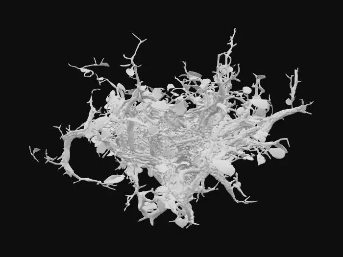 3D model for a corruped evil twisted dark green black bush of stinging nettle. the leaves are unusually twisted 