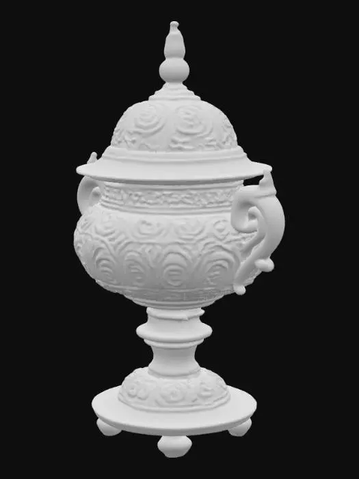 3D model for an incense burner, looking like a plot, made out of metal