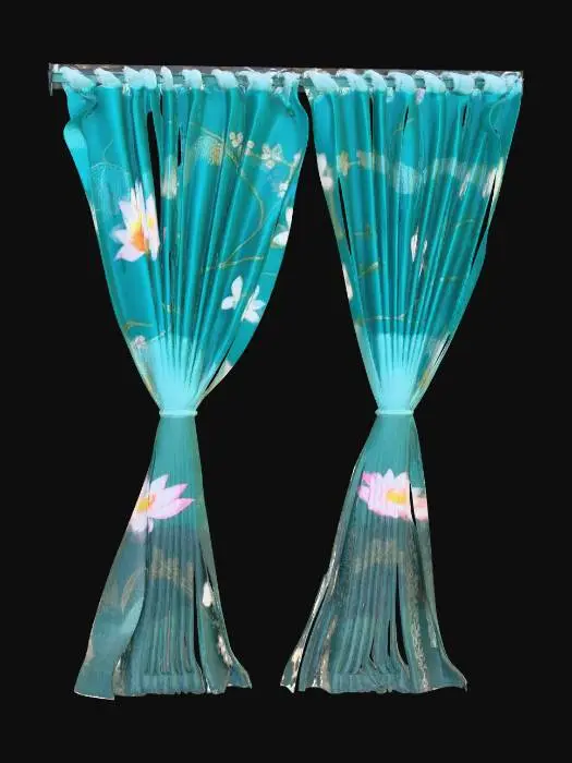 3D model for Teal Floral Curtains