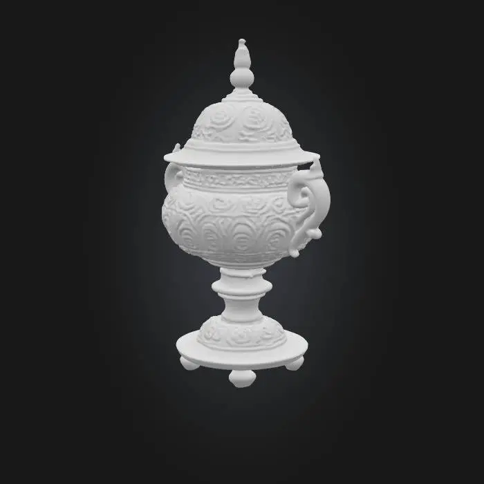 3D model for an incense burner, looking like a plot, made out of metal