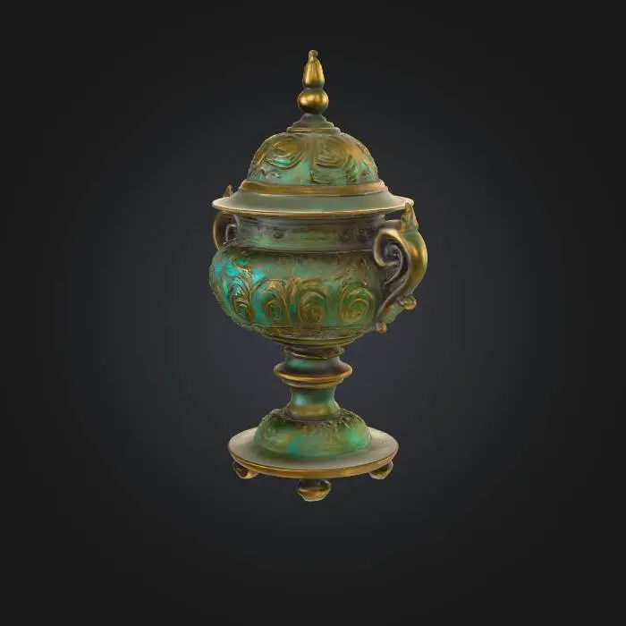 3D model for an incense burner, looking like a plot, made out of metal