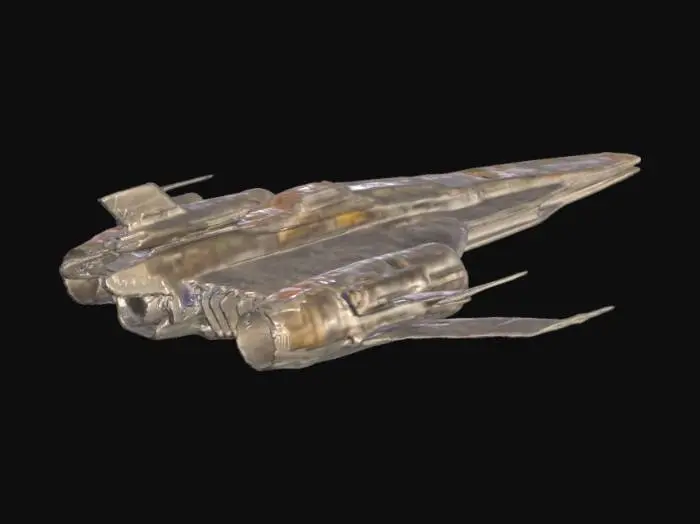 3D model for ((star citizen)), ((spaceship)), (futuristic), The Gatac Staraura, a heavy fighter spaceship backing a huge blow with its huge centra energy canon