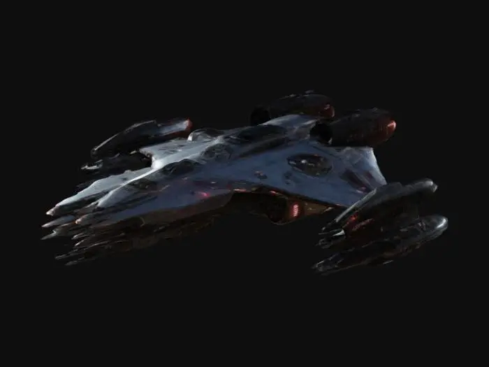 3D model for ((star citizen)), ((spaceship)), (futuristic), The Vanduul Terminator, a heavy capital assault spaceship built for its last line of assault, last resort ship, half organic, aggressive look, devastating cannon