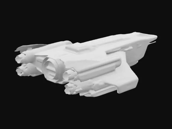 3D model for ((star citizen)), ((spaceship)), (futuristic), The Misc Starfreight, a heavy capital spaceship its the first human luxury spaceship with alien tech, it looks like a flying penthouse, packed with missiles for defence