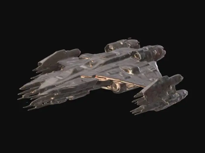 3D model for ((star citizen)), ((spaceship)), (futuristic), The Vanduul Terminator, a heavy capital assault spaceship built for its last line of assault, last resort ship, half organic, aggressive look, devastating cannon