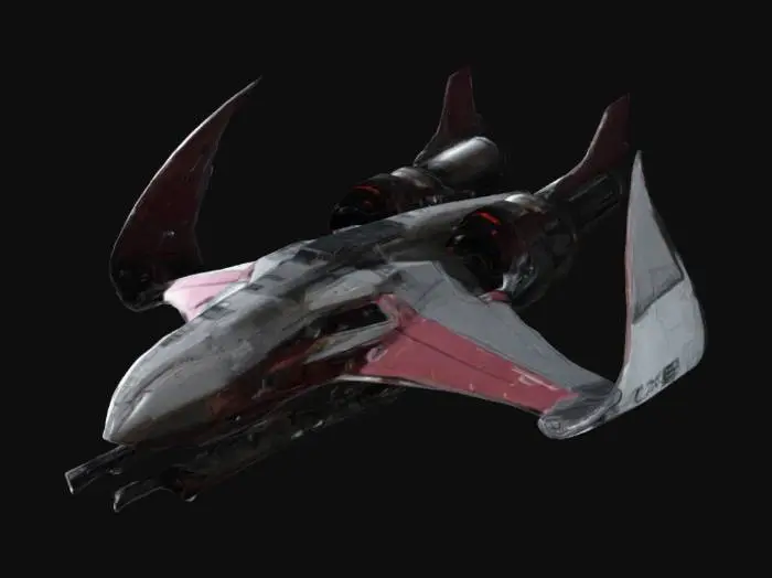 3D model for ((star citizen)), ((spaceship)), (futuristic), The Vanduul switch axe, a medium heavy hybrid fighter spaceship, half organic, aggressive look