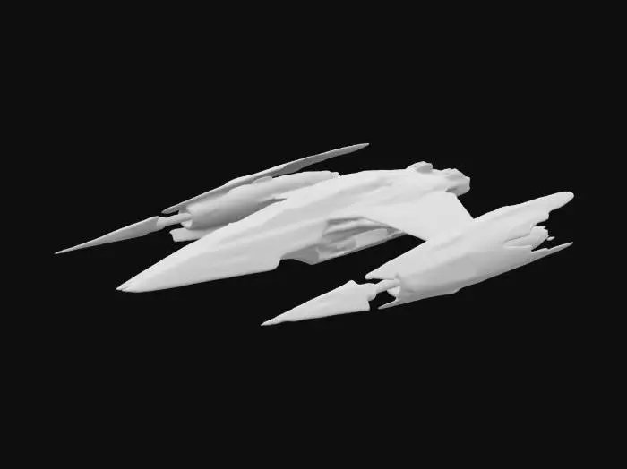 3D model for ((star citizen)), ((spaceship)), (futuristic), The Vanduul switch axe, a medium heavy hybrid fighter spaceship, half organic, aggressive look
