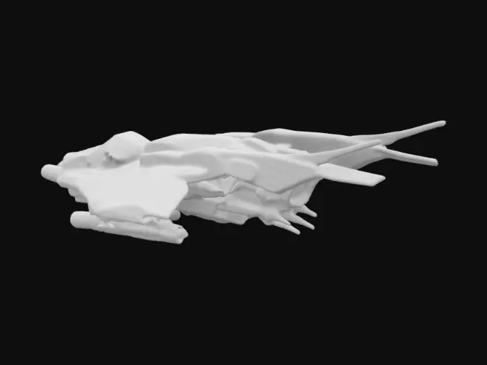 3D model for ((star citizen)), ((spaceship)), (futuristic), The Gatac Staraura, a heavy fighter spaceship backing a huge blow with its huge centra energy canon