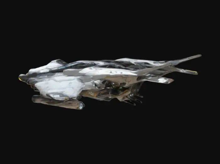 3D model for ((star citizen)), ((spaceship)), (futuristic), The Gatac Staraura, a heavy fighter spaceship backing a huge blow with its huge centra energy canon