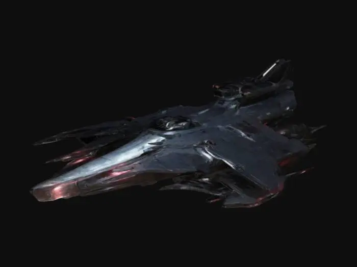 3D model for ((star citizen)), ((spaceship)), (futuristic), The Vanduul Terminator, a heavy capital assault spaceship built for its last line of assault, last resort ship, half organic, aggressive look, devastating cannon