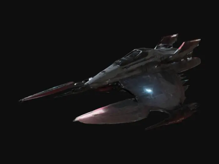 3D model for ((star citizen)), ((spaceship)), (futuristic), The Vanduul switch axe, a medium heavy hybrid fighter spaceship, half organic, aggressive look