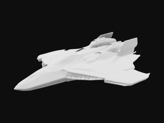 3D model for ((star citizen)), ((spaceship)), (futuristic), The Gatac Staraura, a heavy fighter spaceship backing a huge blow with its huge centra energy canoon