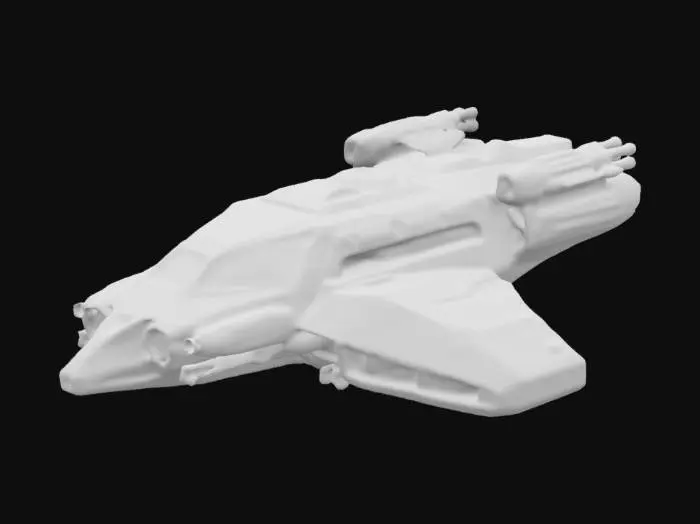 3D model for ((star citizen)), ((spaceship)), (futuristic), The Misc Starfreight, a heavy capital spaceship its the first human luxury spaceship with alien tech, it looks like a flying penthouse, packed with missiles for defence