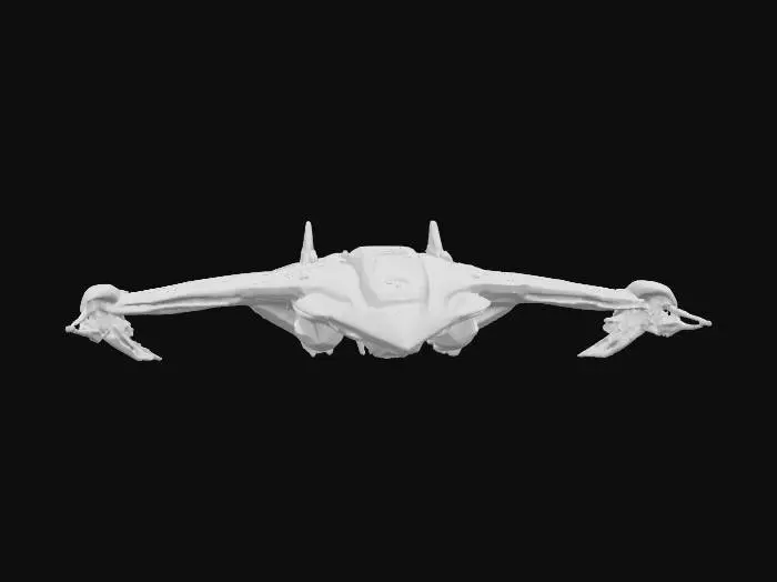 3D model for ((star citizen)), ((spaceship)), (futuristic), The Vanduul switch axe, a medium heavy hybrid fighter spaceship, half organic, aggressive look