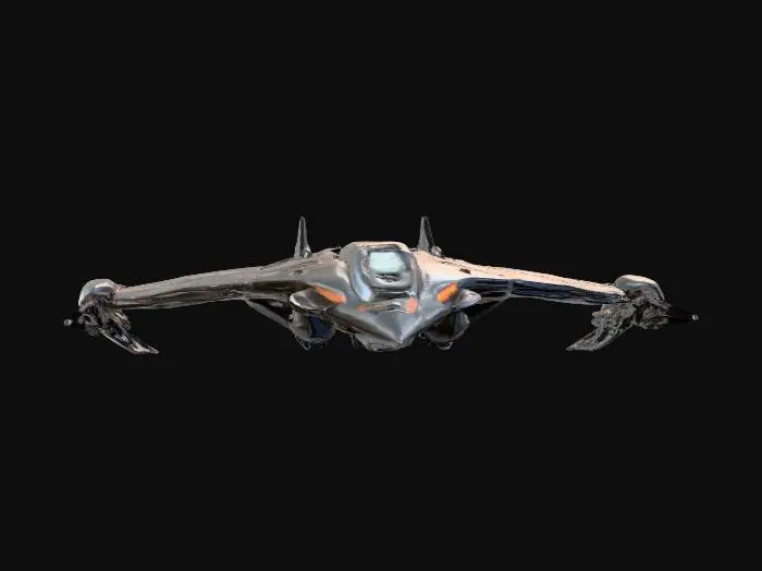 3D model for ((star citizen)), ((spaceship)), (futuristic), The Vanduul switch axe, a medium heavy hybrid fighter spaceship, half organic, aggressive look