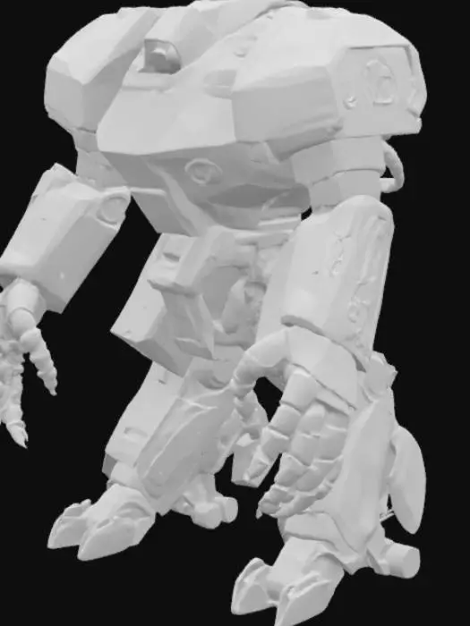 3D model for giant robot, mech, planetary defence,  bipedal, fighting bot, megazord, evil, boss, imperium of man, 40k, terminator, blood angel