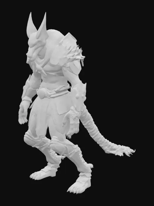 3D model for a powerful anubis-spawn jackal human hybrid race. far future, science fiction, lore made real, armored, reverse knees, bipedal, asymmetrical. powerful, strong, fierce  