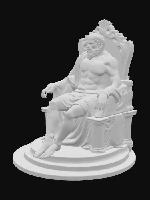 3D model for the temple of zues, with a giant statue of zues sitting in it like its the lincoln memorial, photorealism, high detail, 4k quality