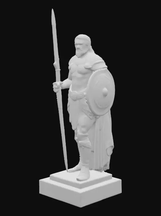 3D model for Atlantean/Sumerian esk statue of a hero in black marble